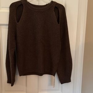 NWT Commense Chocolate Cut-Out Shoulder Sweater